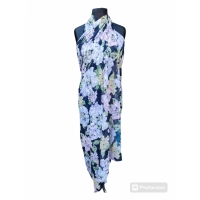 Duża sukienka plażowa - eleganckie PAREO XXL szyfon liliowe kwiaty